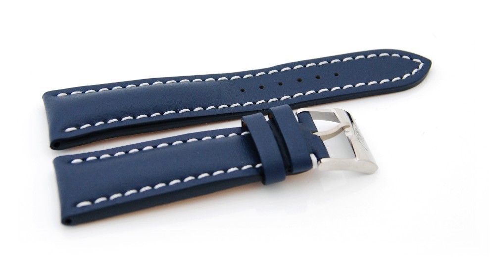Breitling Lederband 24/20 mm mit Dornschliesse, blau