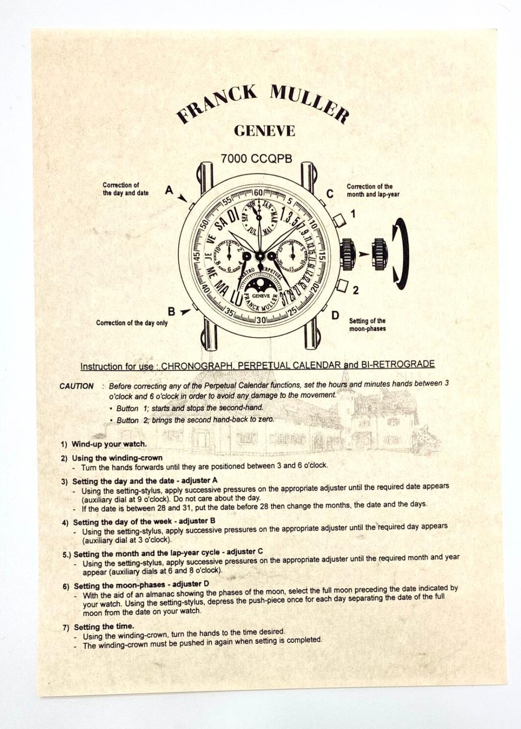 Franck Muller Geneve 7000 CCQPB Anleitung/Beschreibung