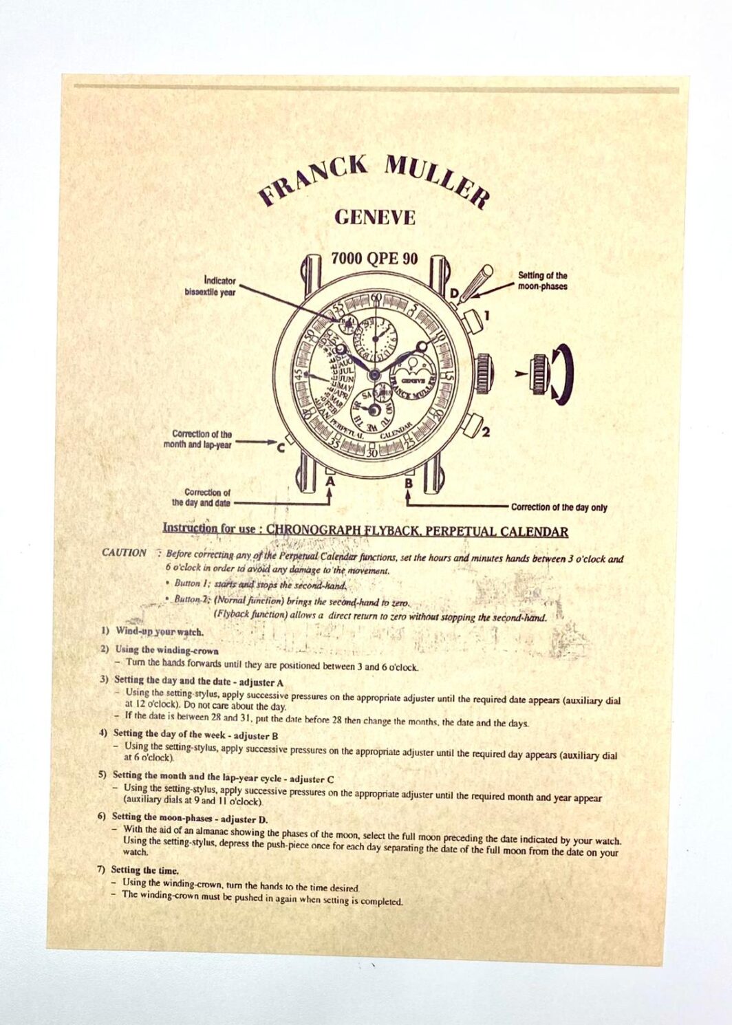 Franck Muller Geneve 7000 QPE 90 Anleitung/Beschreibung