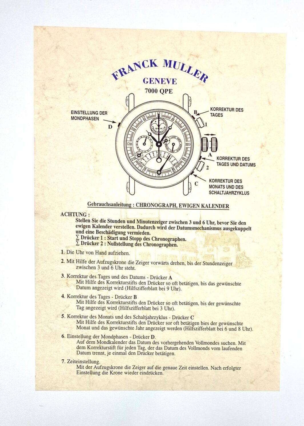 Franck Muller Geneve 7000 QPE Anleitung/Beschreibung
