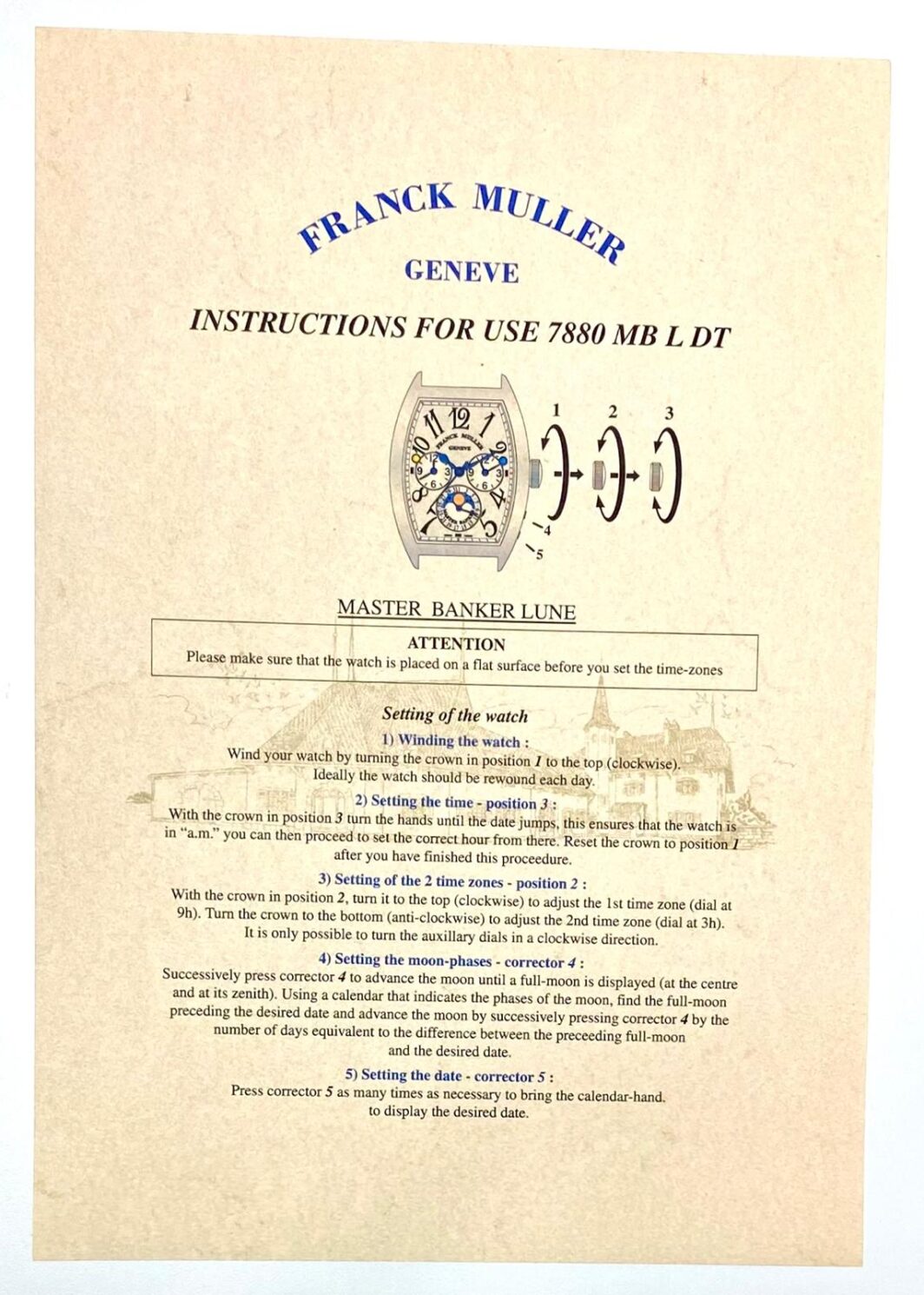 Franck Muller Geneve Instruction for use 7880 MB L DT Anleitung/Beschreibung