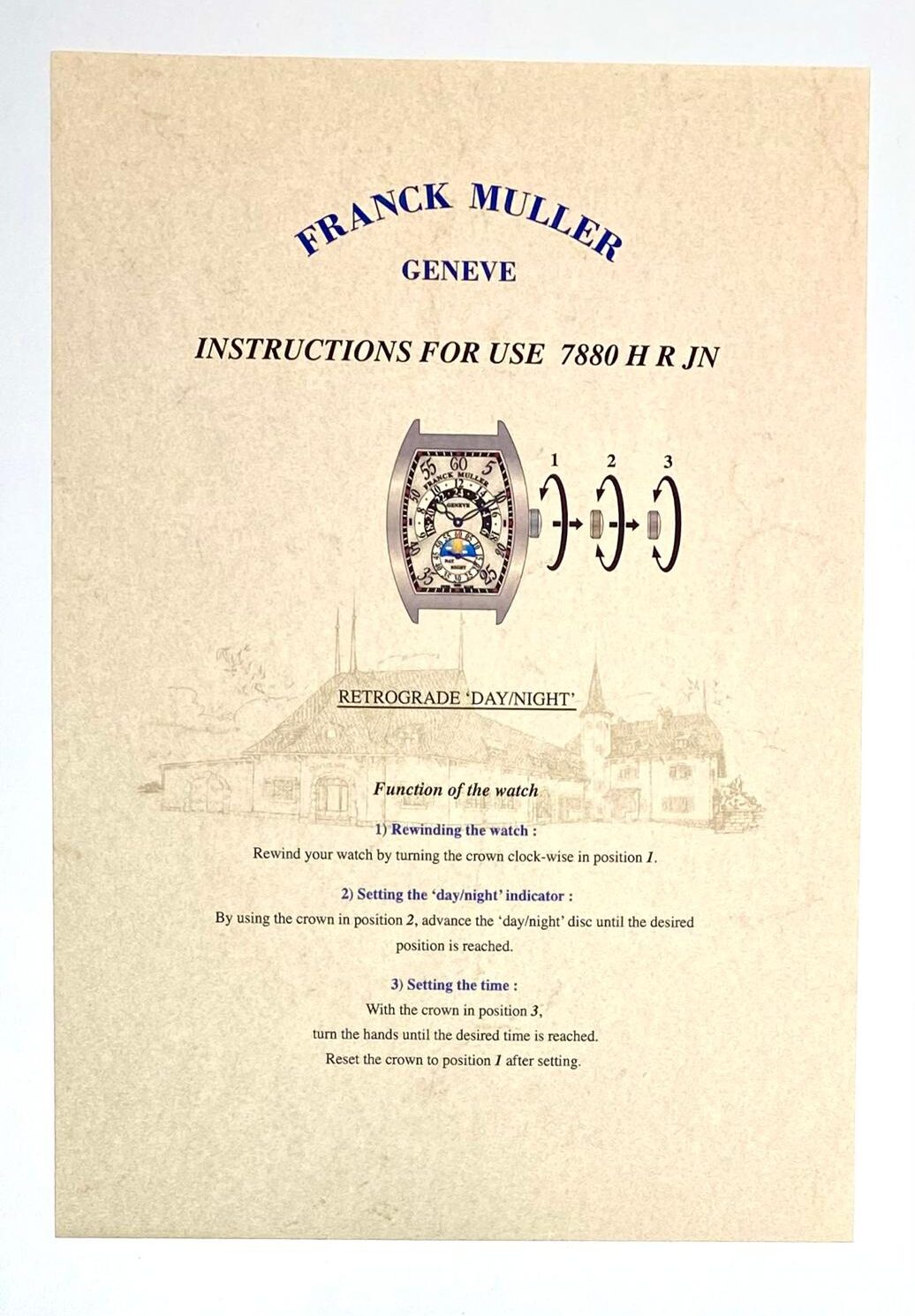 Franck Muller Geneve Instructions for use 7880 H R JN Anleitung /Beschreibung