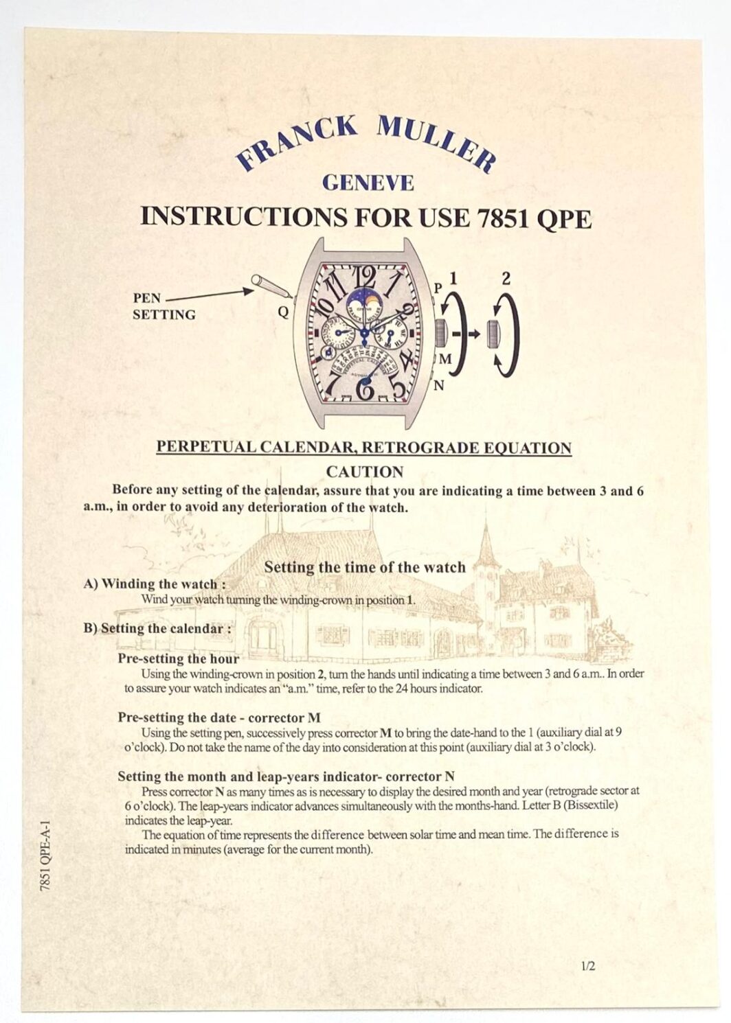 Franck Muller Geneve Instructions for use 7851 QPE Anleitung/Beschreibung