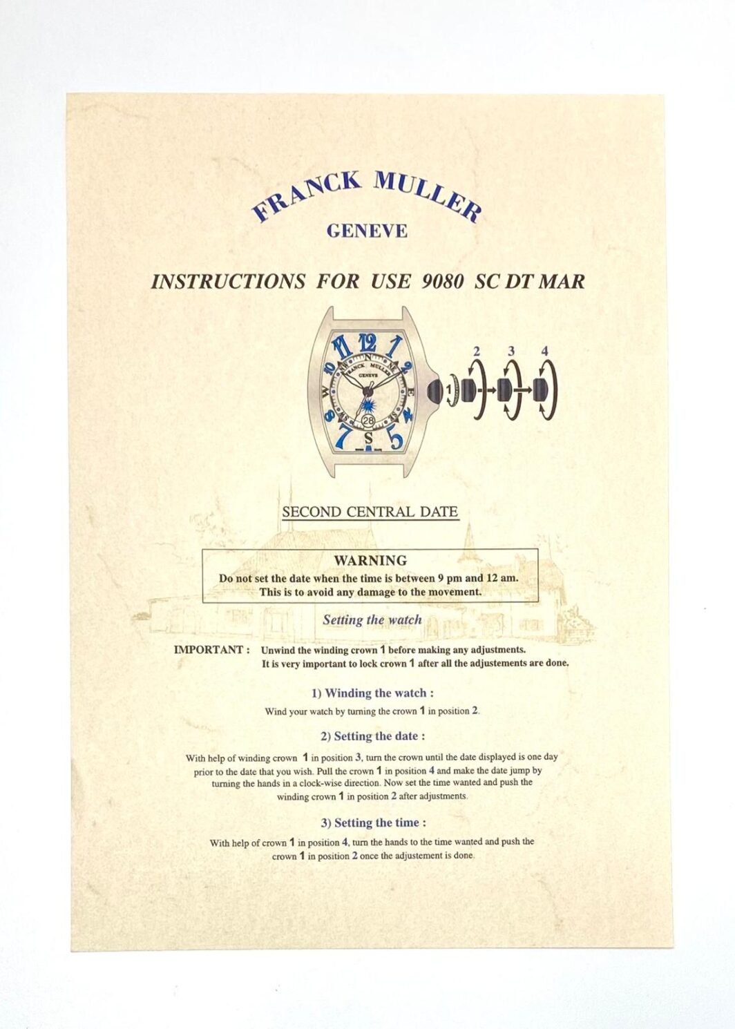 Franck Muller Geneve Instructions for use 9080 SC DT MAR Anleitung/Beschreibung