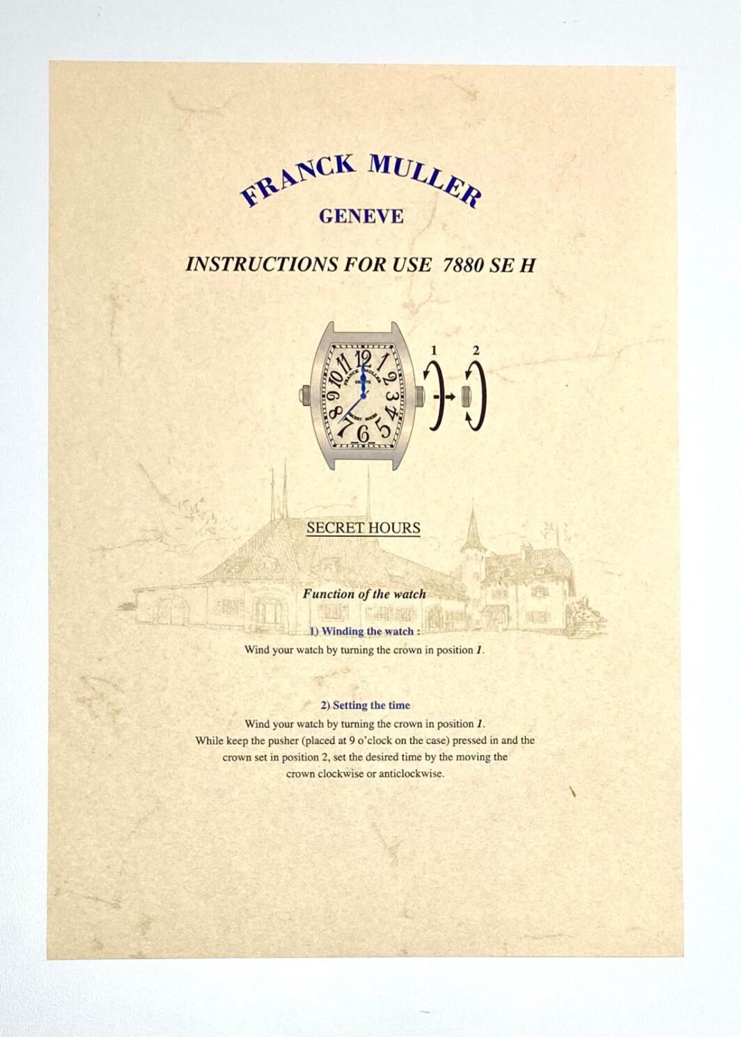 Franck Muller Genève Instruction for use 7880 SE H Anleitung/Beschreibung