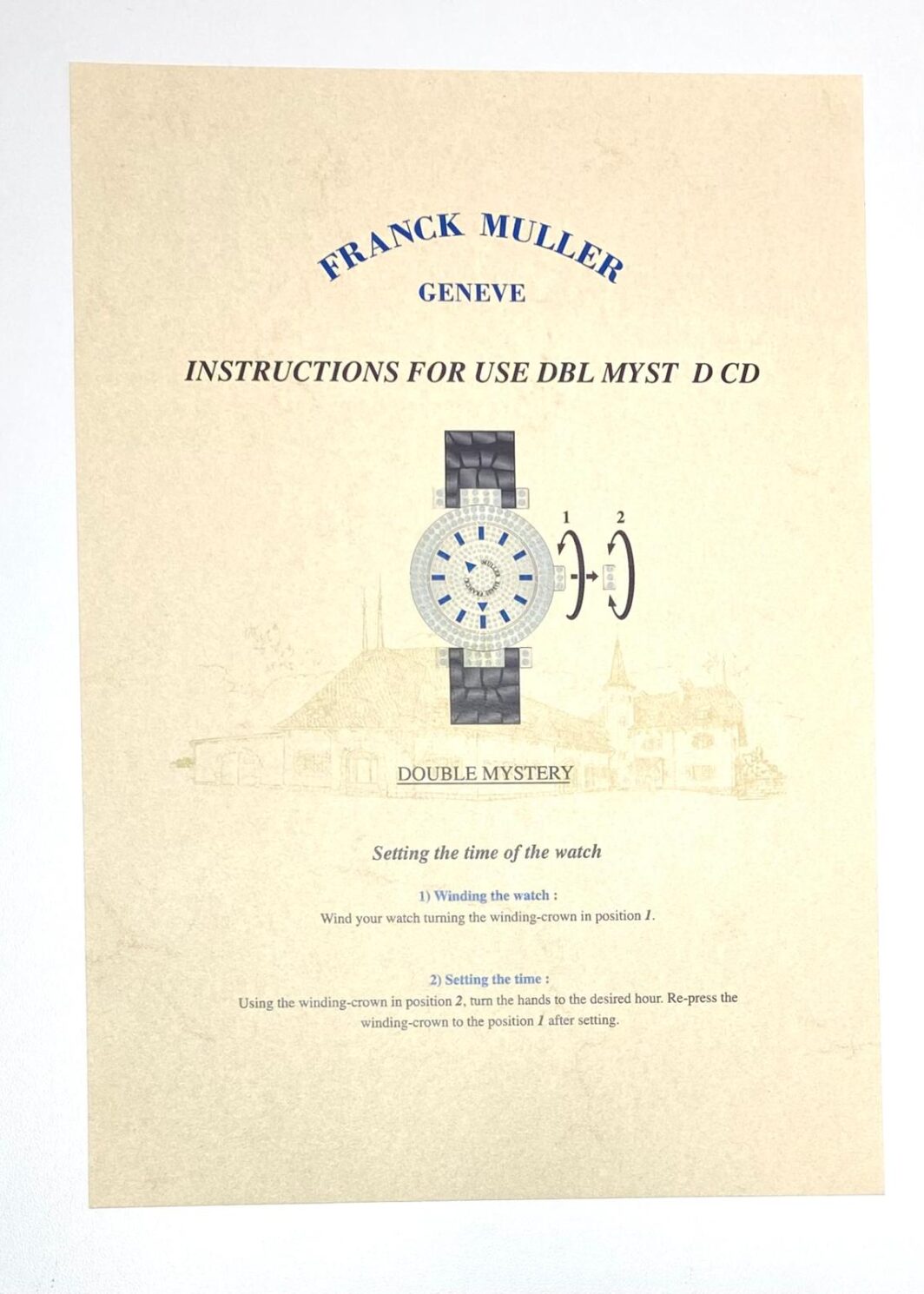 Franck Muller Genever Instruktion for use DBL Myst D CD Anleitung/Beschreibung