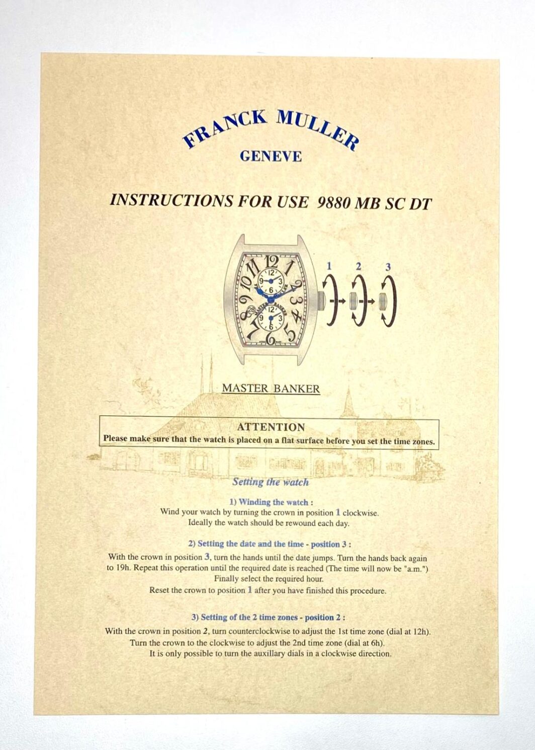 Franck Muller Geneve Instructions for use 90880 MB SC DT Anleitung/Beschreibung