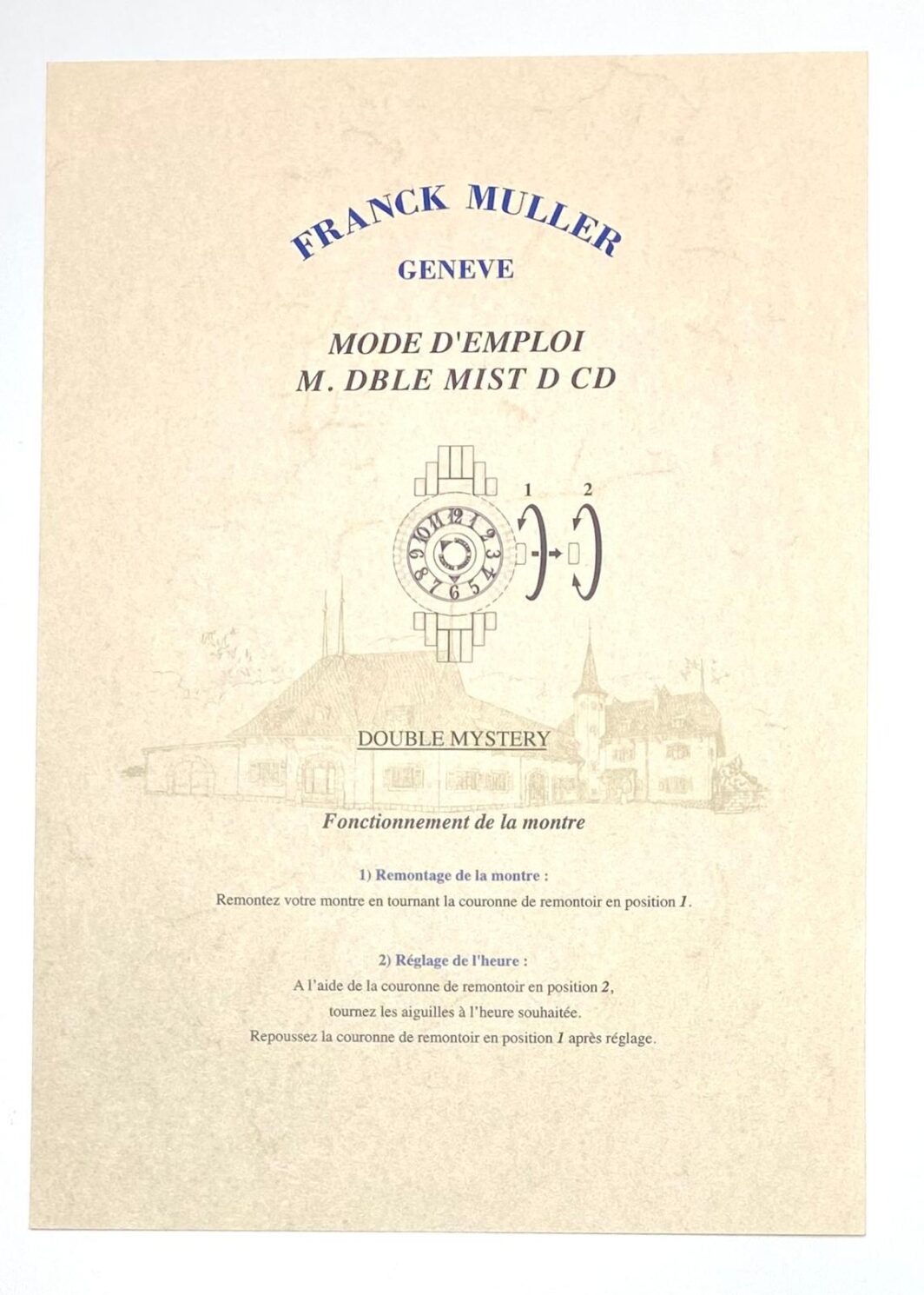 Franck Muller Geneve Mode D'emploi M. DBLE Mist D CD Anleitung/Beschreibung