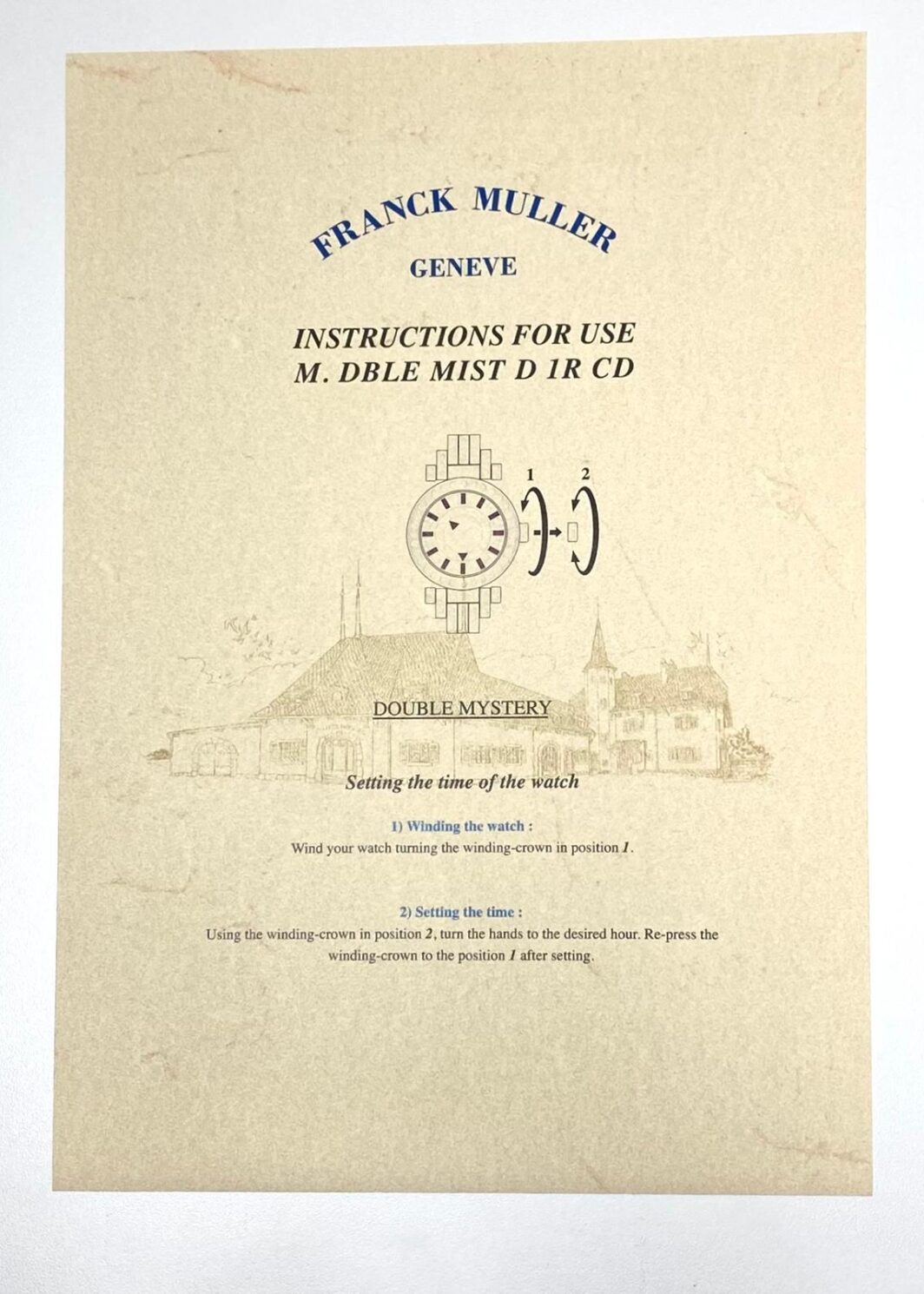 Franck Muller Geneve Instructions for use M. DBLE Mist D 1R CD
