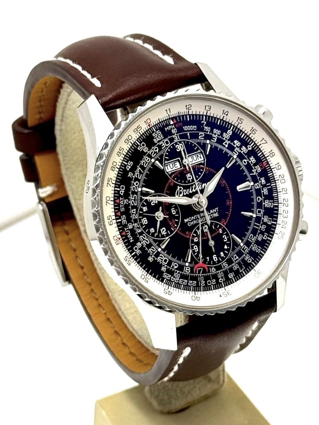 Breitling Montbrillant Jahres Kalender StahlLeder Chronograph