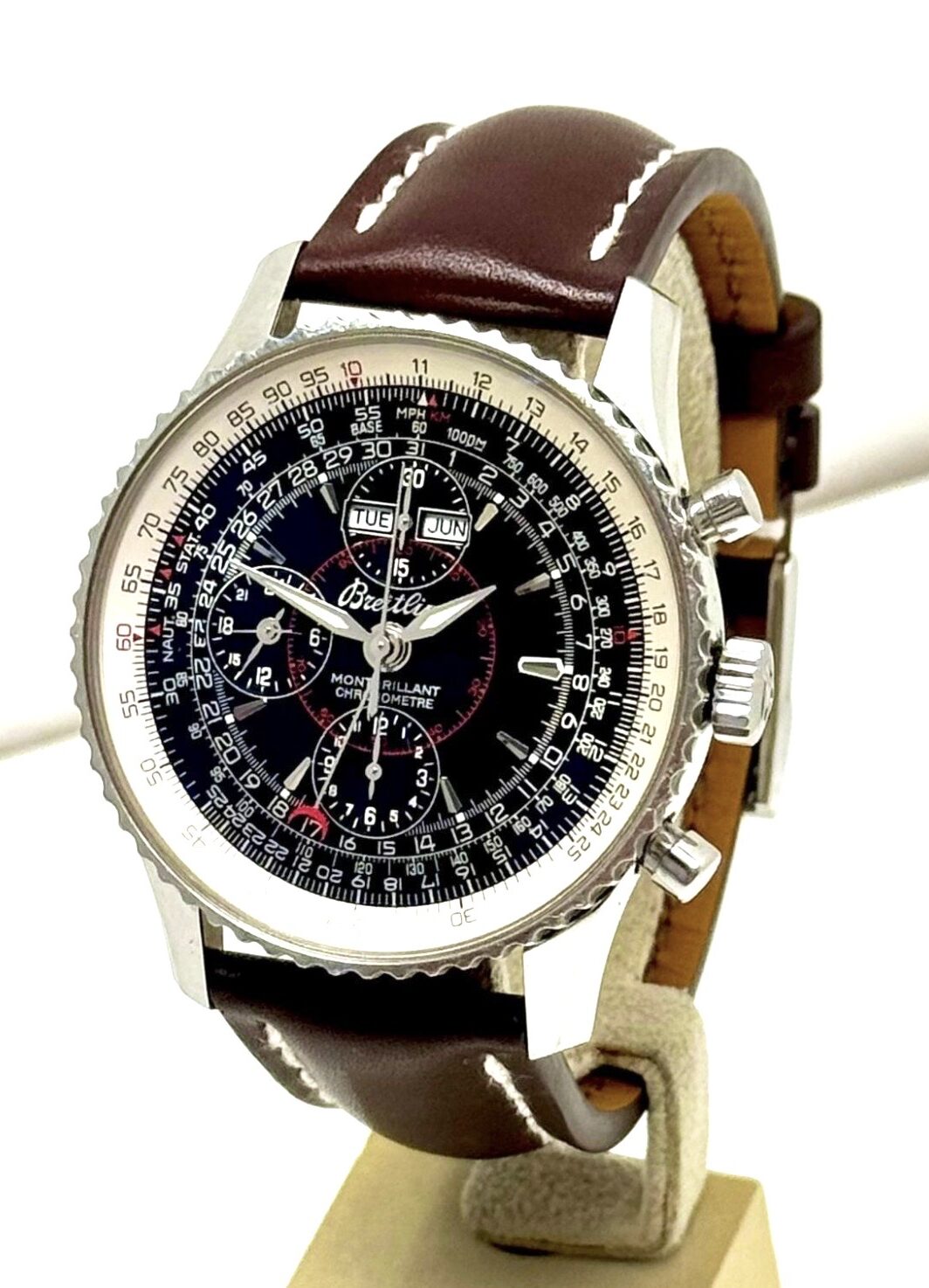 Breitling Montbrillant Jahres Kalender StahlLeder Chronograph